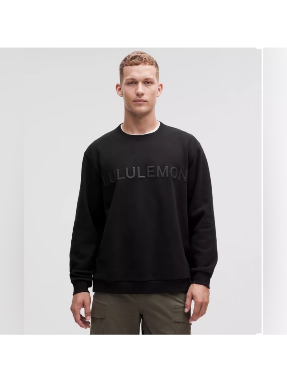 lululemon GRAPHIC bubble letters steady state Men’s Black Crewneck size Medium